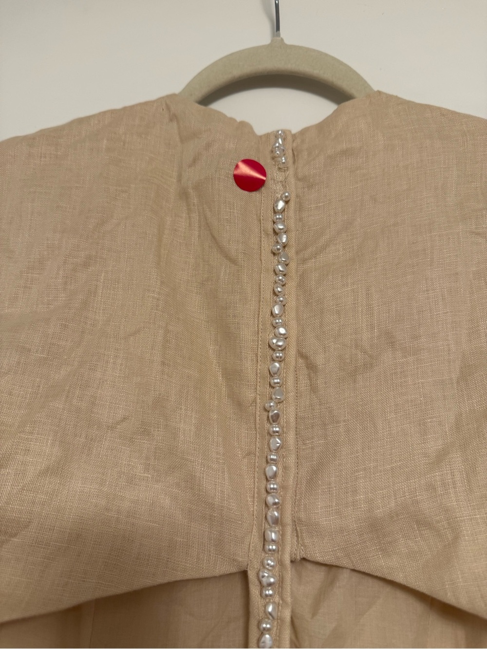 Maje Rivague Linen Pearl Cut out Midi Dress 6 Sz 38 NEW NWT - Picture 11 of 13